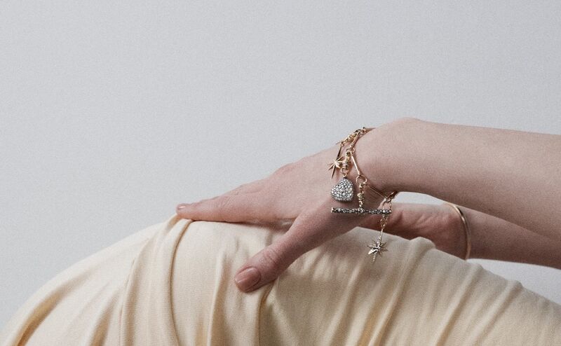 Lucy Delius charm bracelet on wrist  